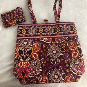Vera Bradley Tote & Euro Wallet Bundle